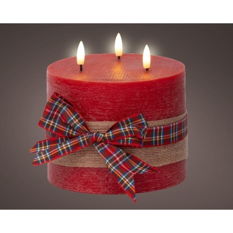 CANDELA LED 3 FUOCHI ROSSO H.15CM.